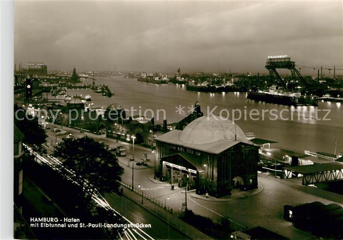 HAMBURG  CITY Hafen Elbtunnel St Pauli Landungsbruecken Nachtaufnahme