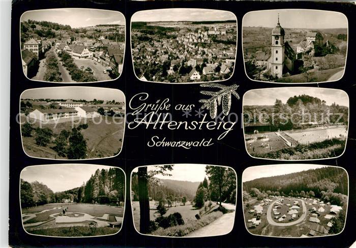 Altensteig Schwarzwald Teilansichten Luftkurort Kirche Minigolf Freibad Campingp
