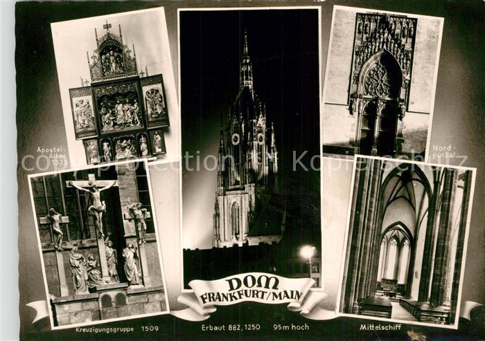 Frankfurt Main Dom Altar Kreuzigungsgruppe Portal Mittelschiff Nagel Karte