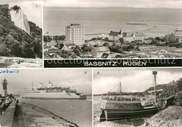 Sassnitz Ostseebad Ruegen Koenigstuhl Kreidefelsen Faehrhafen Eisenbahnfaehre MS