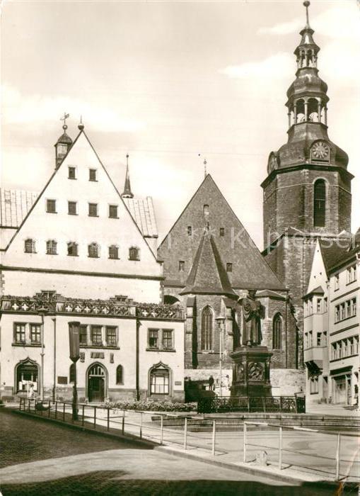 Eisleben Marktplatz Rathaus Gotik Andreaskirche Stadtturm Buergerhaeuser Denkmal