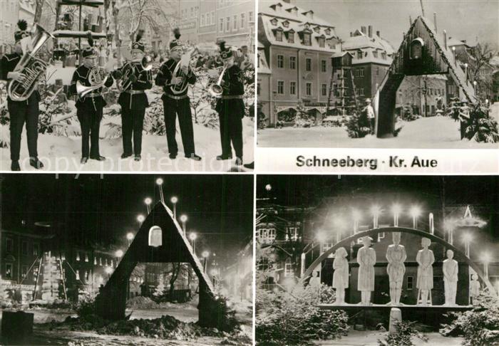 Schneeberg Erzgebirge zur Weihnachtszeit Weihnachtsmarkt Musikkapelle