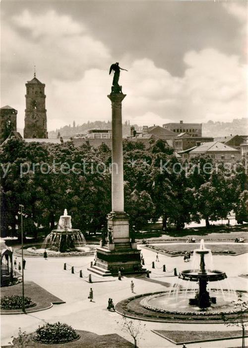 STUTTGART  CITY Schlossplatz mit Jubilaeumssaeule Brunnen