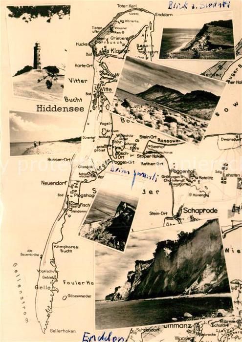 Insel Hiddensee Landkarte Leuchtturm Steilkueste