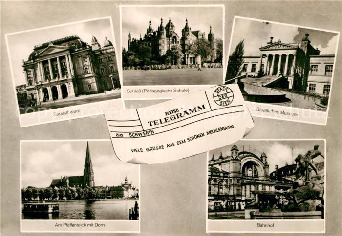 Schwerin Mecklenburg Staatstheater Schloss Paedagogische Schule Museum Bahnhof P