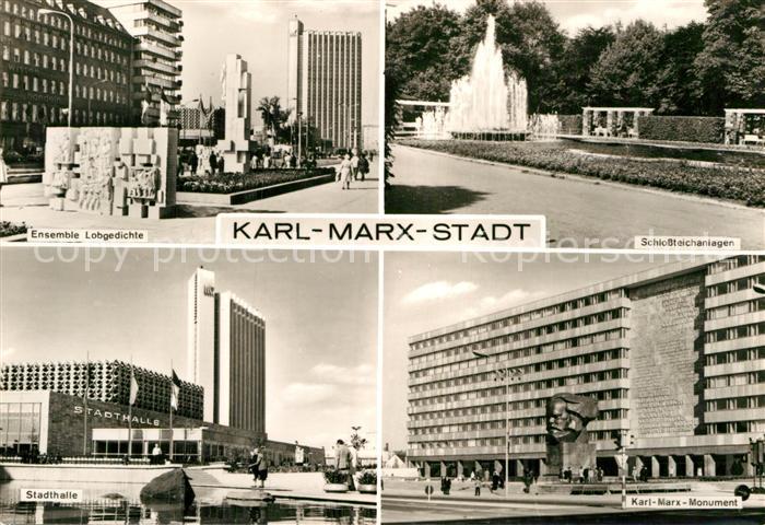 Karl-Marx-Stadt Ensemble Lobgedichte Schlossteichanlagen Karl Marx Monument Denk