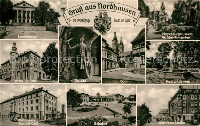 Nordhausen Thueringen Stadttheater Dom Bahnhof Altes Rathaus