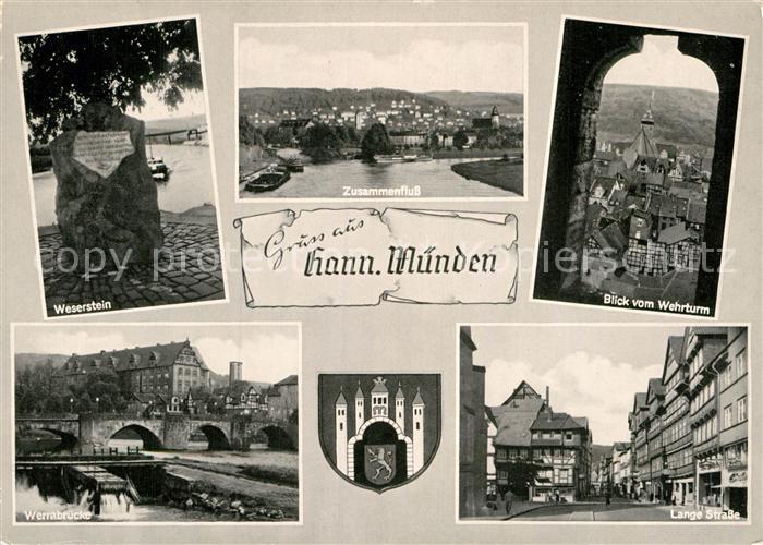 Hann. Muenden Lange Strasse Zusammenfluss Weserstein