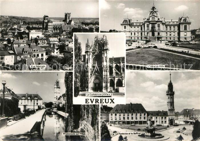 Evreux Cathedrale Hotel de Ville Fontaine Beffroi