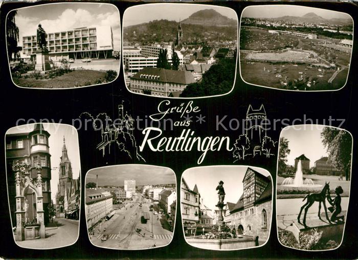 Reutlingen BW Denkmal Brunnen Strassenansicht
