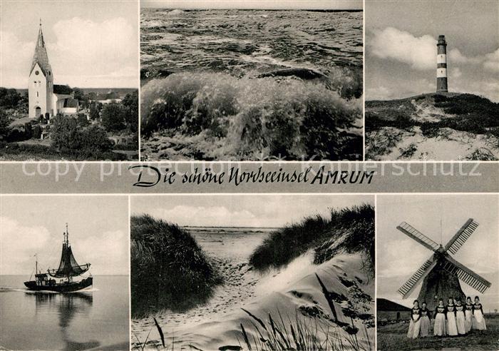 Amrum St. Clemenskirche Leuchtturm Krabenkutter Tracht
