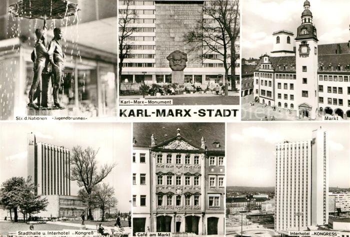 Karl-Marx-Stadt Markt Karl-Marx-Monument Interhotel Kongress