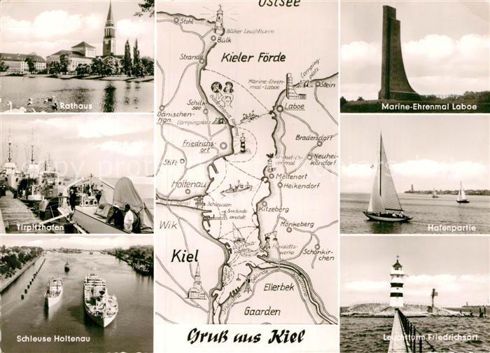 KIEL  CITY Rathaus Marine-Ehrenmal Laboe Tirpitzhafen Leuchtturm Friedrichsort