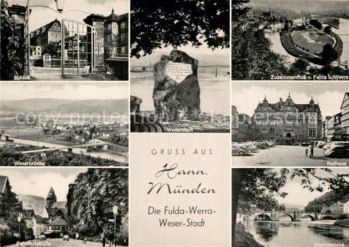 Hann. Muenden Schloss Bahnhofstrasse Rathaus Weserstein