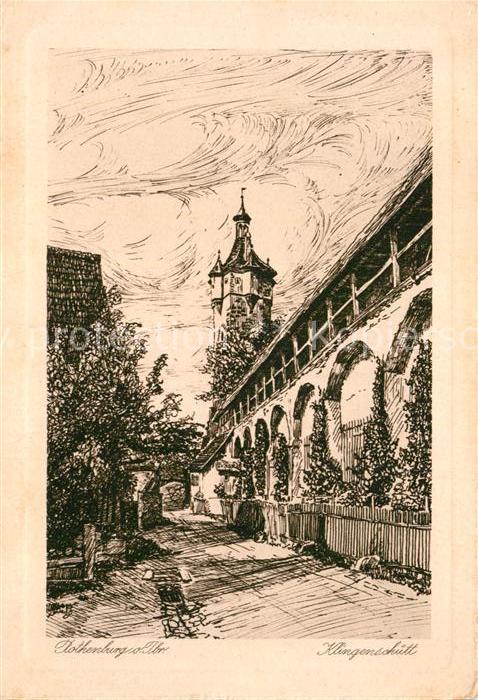 Rothenburg Tauber Klingenschuett Nach Original-Federzeichnung von F. Schnabel