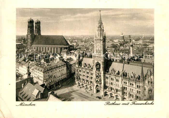 Muenchen Bayern Rathaus Frauenkirche