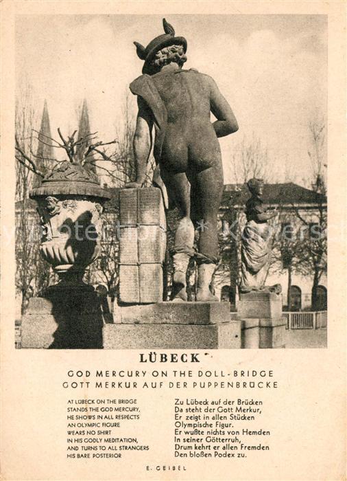 Luebeck Gott Merkur auf der Puppenbruecke Gedicht E. Geibel