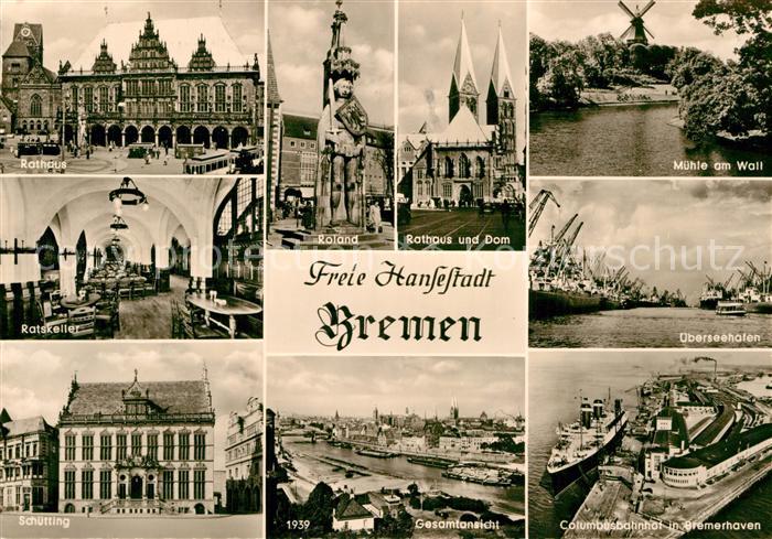 BREMEN  CITY Rathaus Ratskeller Schuetting Roland Dom