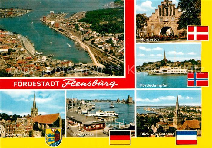 Flensburg Nordertor Foerdedampfer Rathaus Suedermarkt