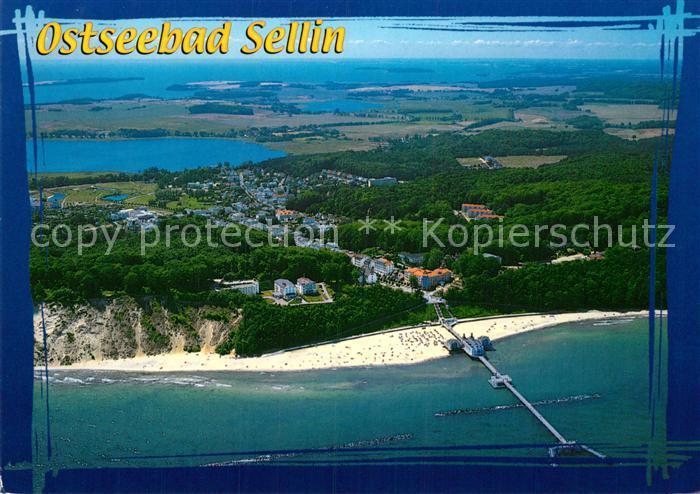 Sellin Ruegen Fliegeraufnahme mit Seebruecke und Strand