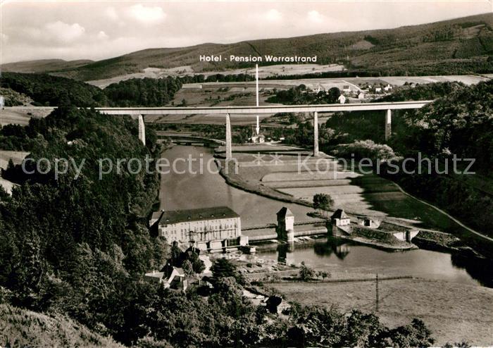 Hann. Muenden Fliegeraufnahme Hotel Pension Gasthaus Werrastrand