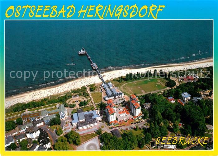 Heringsdorf Ostseebad Usedom Fliegeraufnahme mit Strand Seebruecke