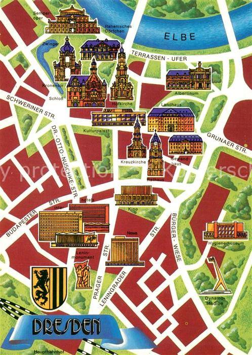 DRESDEN Elbe Lageplan mit Elbe