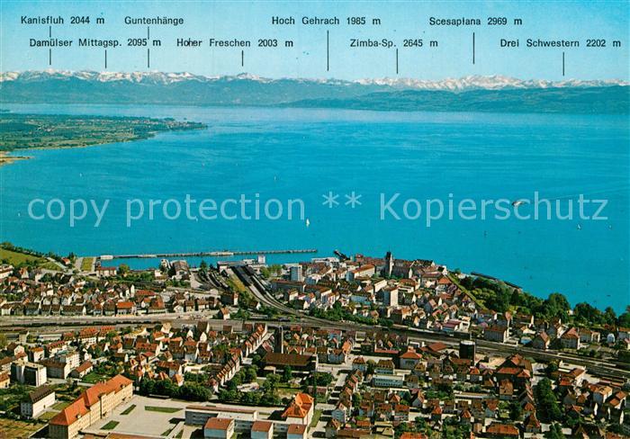 Friedrichshafen Bodensee Fliegeraufnahme Stadtzentrum See Alpen