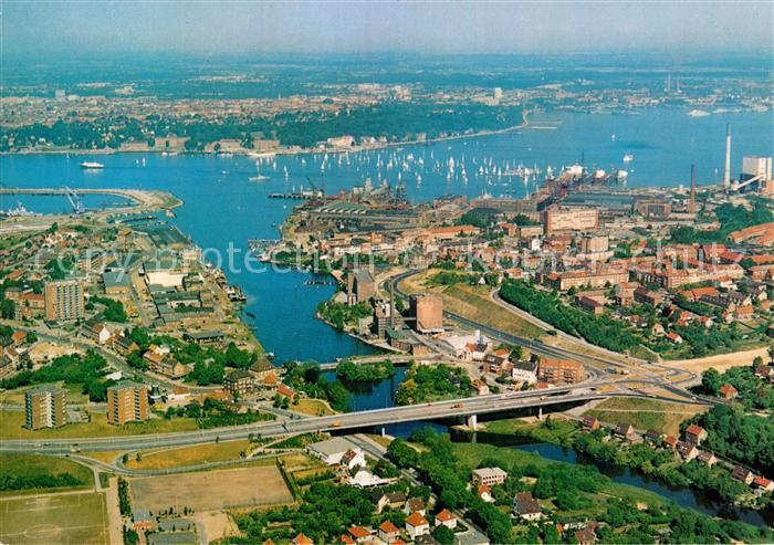 KIEL  CITY Fliegeraufnahme Schwentine und Segelregatte auf der Foerde