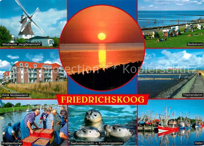 Friedrichskoog Nordseebad Windmuehle Klinik Krabbenfischer Seehunde Forschungsst