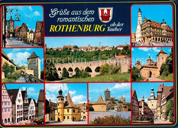 Rothenburg Tauber Teilansichten Innenstadt Altstadt Historische Gebaeude Bruecke