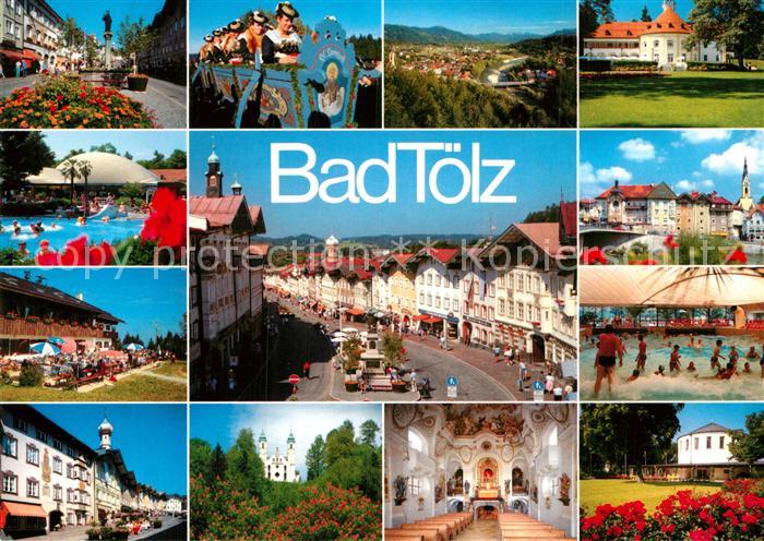 Bad Toelz Marktstrasse Leonhardiwagen Festumzug Isartal Kurhaus Freibad Altstadt