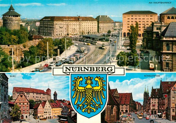 Nuernberg Partie am Hauptbahnhof Burg Koenigstrasse Wappen