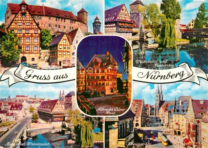 Nuernberg Burg Weinstadel Henkersteg Albrecht Duerer Haus Koenigstrasse