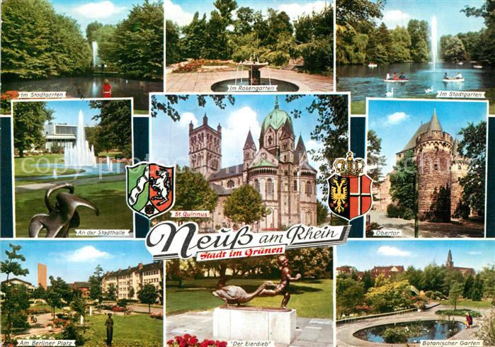Neuss Stadtgarten Rosengarten Stadthalle Fontaene Kirche Obertor Botanischer Gar