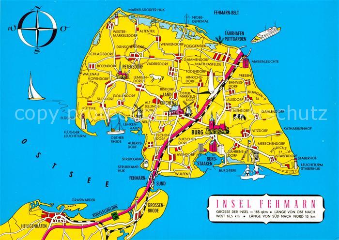 Insel Fehmarn Landkarte Kompass