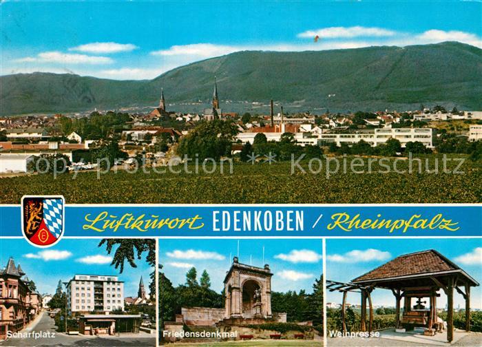 Edenkoben Panorama Scharfplatz Friedensdenkmal Weinpresse Deutsche Weinstrasse