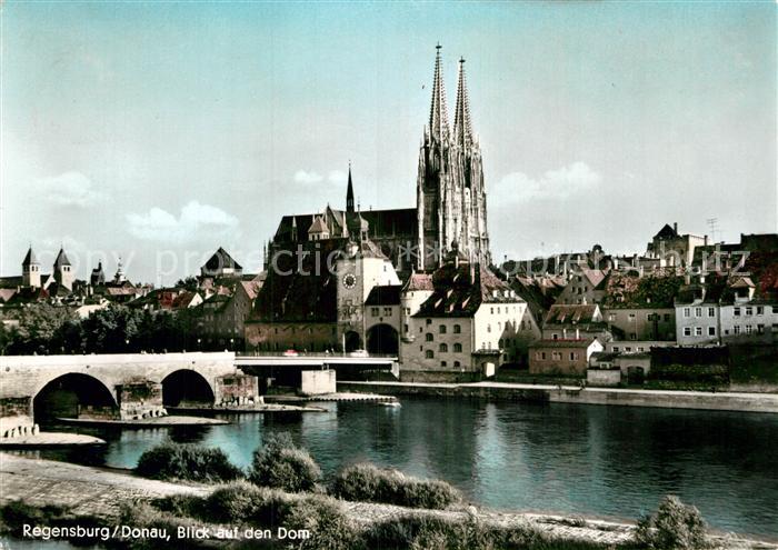 REGENSBURG Bayern Blick ueber die Donau zum Dom