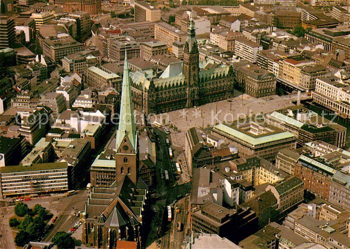 Hamburg St Petrikirche Rathaus Rathausmarkt Fliegeraufnahme