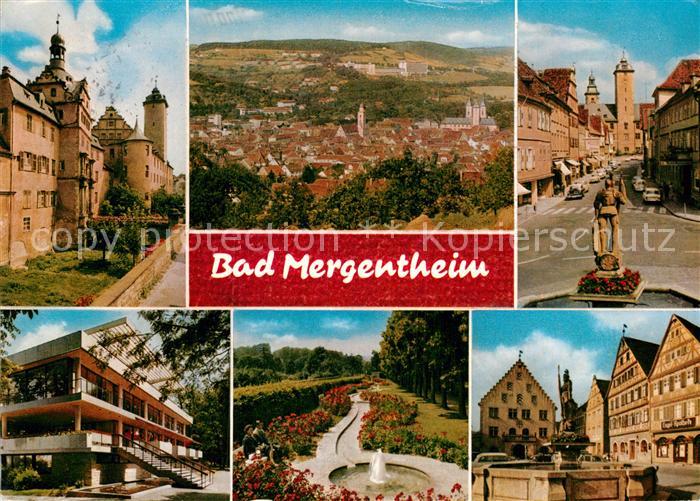 Bad Mergentheim Stadtpanorama Deutschordensschloss Innenstadt Denkmal Brunnen Ku