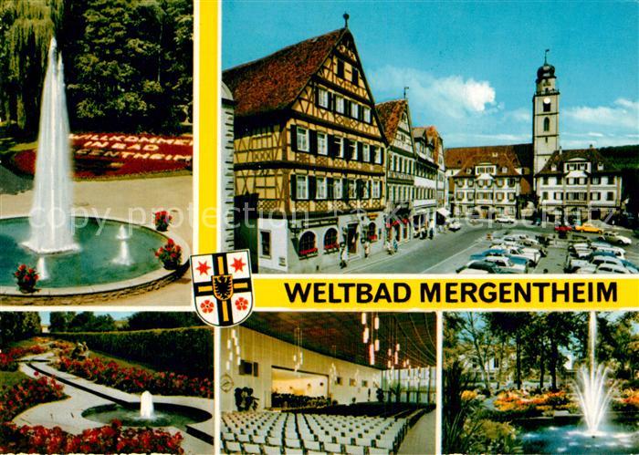 Bad Mergentheim Kurpark Fontaene Marktplatz Fachwerkhaeuser Konzertsaal Springbr