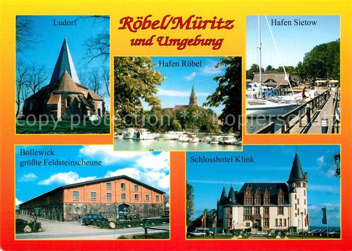 Roebel Mueritz und Umgebung Schlosshotel Klinik Hafen Sietow Ludorf Kirche Bolle