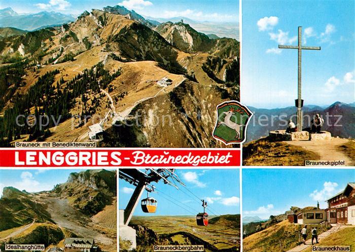 Lenggries Brauneckgebiet Benediktenwand Gipfelkreuz Berghaus Bergbahn Idealhangh