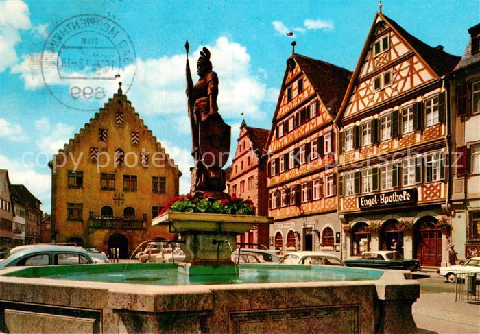 Bad Mergentheim Marktplatz Fachwerkhaeuser Milchlingsbrunnen