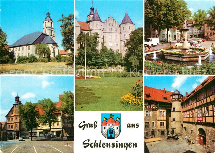 Schleusingen St Johanniskirche Markt Schloss Bertholdsburg Brunnen