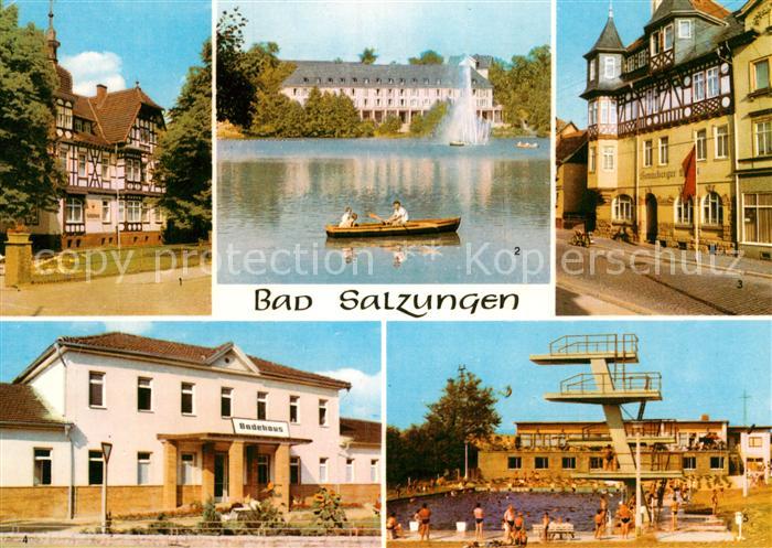 Bad Salzungen Kurbuecherei Kurhaus Burgsee Henneberger Haus Badehaus Schwimmbad
