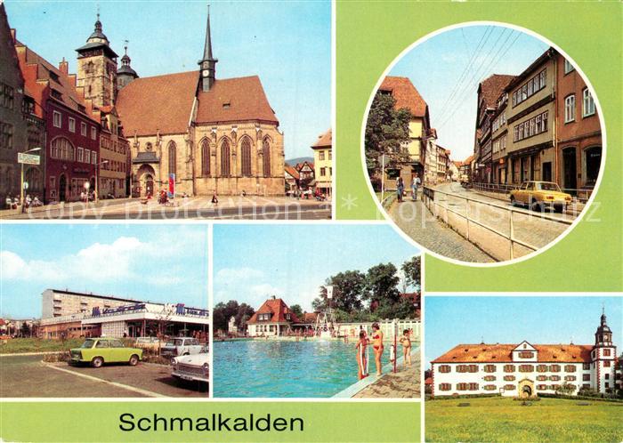 Schmalkalden Thueringen Altmarkt HO Kaufhalle Neubaugebiet Freibad Schloss Wilhe
