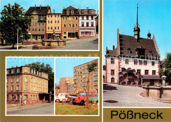 Poessneck Markt Mauritiusbrunnen HO Hotel Posthirsch Neubauviertel Rathaus