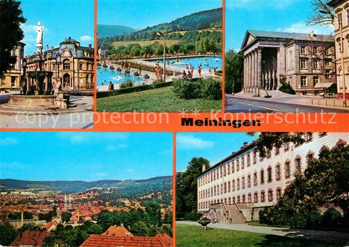 Meiningen Thueringen Heinrichsbrunnen Platz der Republik Freibad Theater Schloss