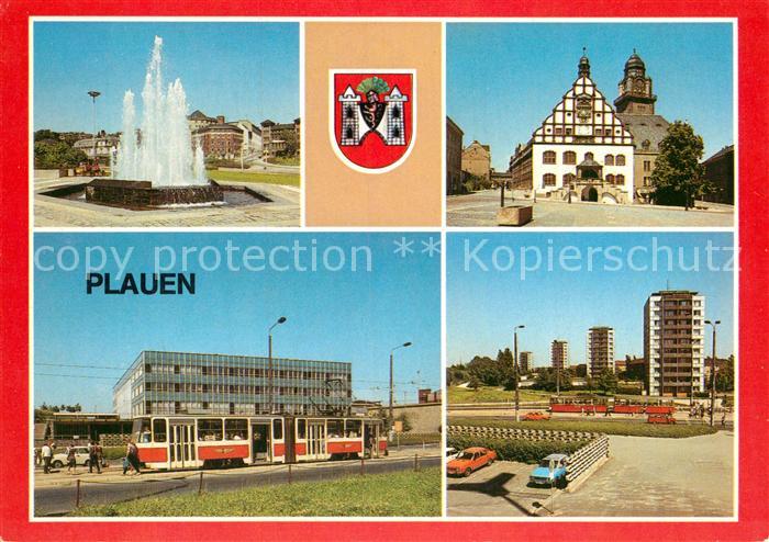 Plauen Vogtland Springbrunnen Rathaus Bahnhof Punkthaeuser